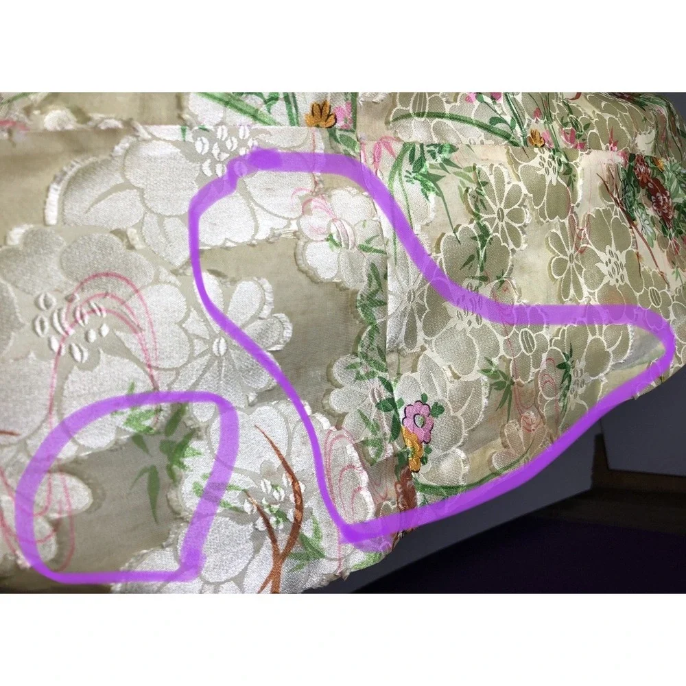 Vintage 1970s Boho Dress Floral Brocade Maxi Dress Festival Gown STAINED XS - Picture 15 of 16